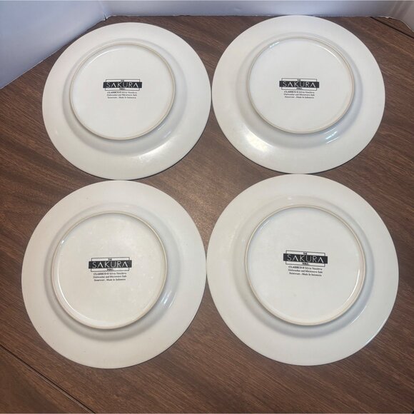 Sakura Classico Stoneware Salad/Dessert Plates Set Of 4 Wine Motif 8 Inch - Picture 2 of 3